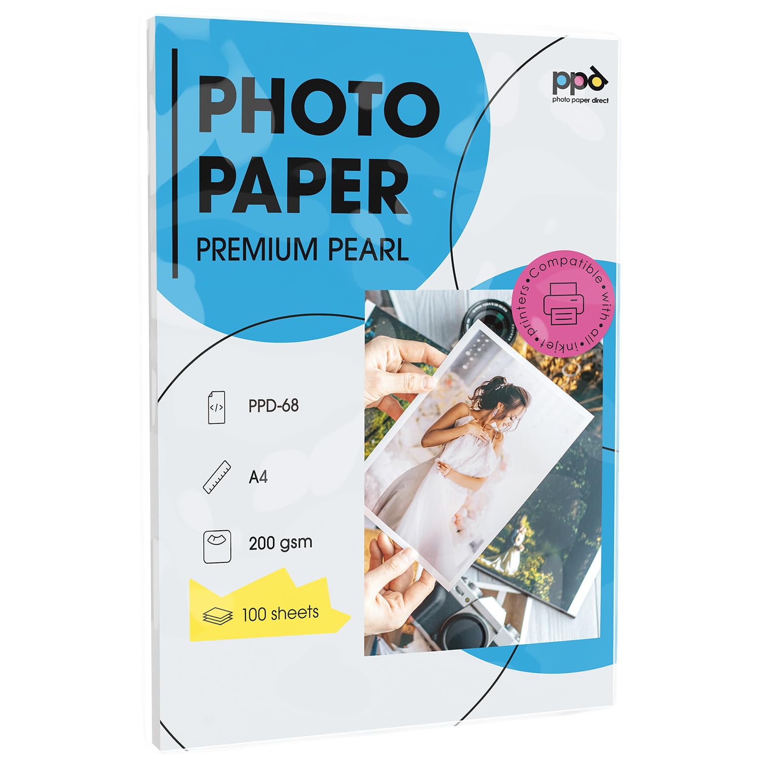 PPD 100 Sheets A4 Inkjet Premium Satin (Lustre) Photo Paper 200gsm A4 x 50-2 for 1 - PPD-68-100