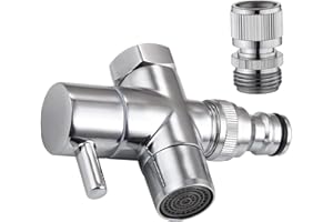 Hsmhose Sink Faucet Diverter Valve, Quick Connect, Faucet Diverter Adapter for Sink Connection Shower Hose/Garden Hose/Portable Washing Machine, Faucet Connector for Bathroom/Kitchen Chrome