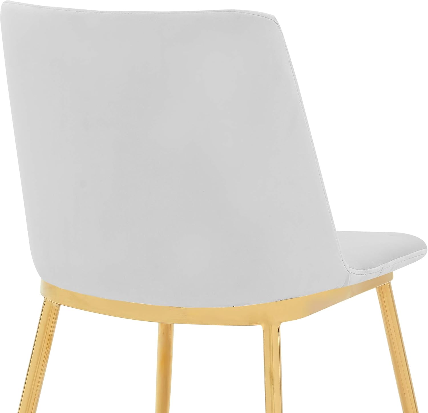 Armen Living Messina Modern Velvet and Gold Metal Leg Dining Room Chairs - Set of 2, White Grey - Chairs