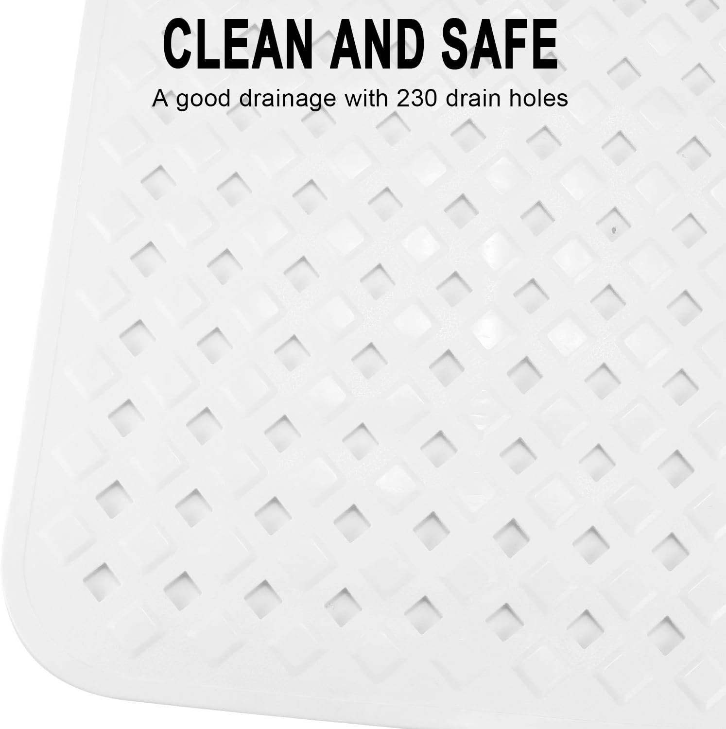 YINENN Bath Tub Shower Mat 27.7x15.7 Inch Non-Slip and Phthalate Latex Free,Bathtub Mat with Suction Cups,Machine Washable Bathroom Mats with Drain Holes (White): Health & Personal Care