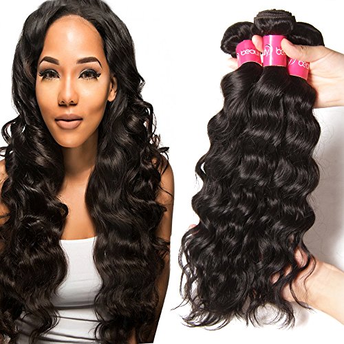 Sunber Brazilian Natural Wave 3 Bundles 7A Unprocessed Virgin Brazilian Hair Bundles Human Hair Weave Extensions Natural Black Color
