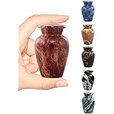 Marble Finish Keepsake Sharing Urn – Mini Metal Cremation Urn for Human or Pet Ashes – Small Memorial Token Urn with Velvet Bag & Funnel – A Perfect Tribute & Gift for Families (Volcano Red)