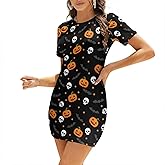 Summer Casual T Shirt Dresses for Women, Vacation Dress Crew Neck Short Sleeve Beach Sundress