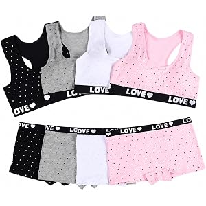 SIETE ROSA Girls Cotton Training Bras and Panty Sets Multipack