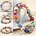 Colle 8/10mm 370pcs Polymer Clay Beads for Jewelry Making Round Bead Colorful Polymer Clay Handmade Loose Beads Jewelry Making with 2 Rolls of Strings