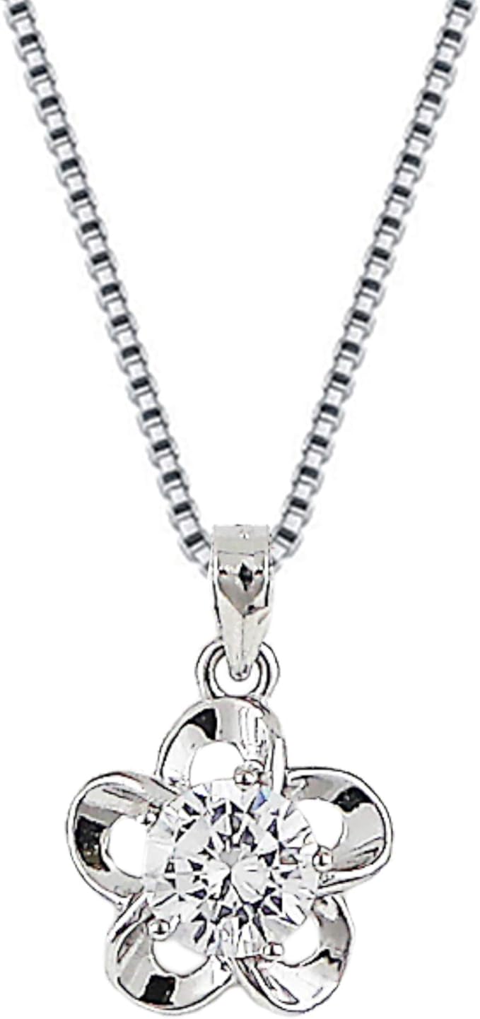 Buy GIVA 925 Sterling Silver Zircon Flower Pendant with Box Chain