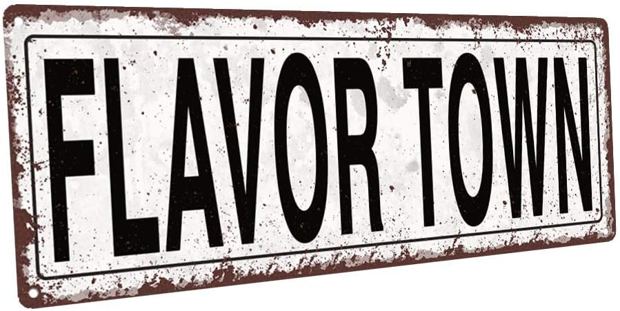 Flavor Town 6"x16" Metal Sign, Wall Décor for Kitchen and Dining
