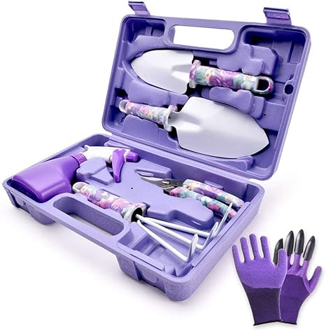 wisdomlife herramientas de jardineria kit 6 piezas set con funda de transporte jardin herramientas de mano regalos con antioxido pala tijera
