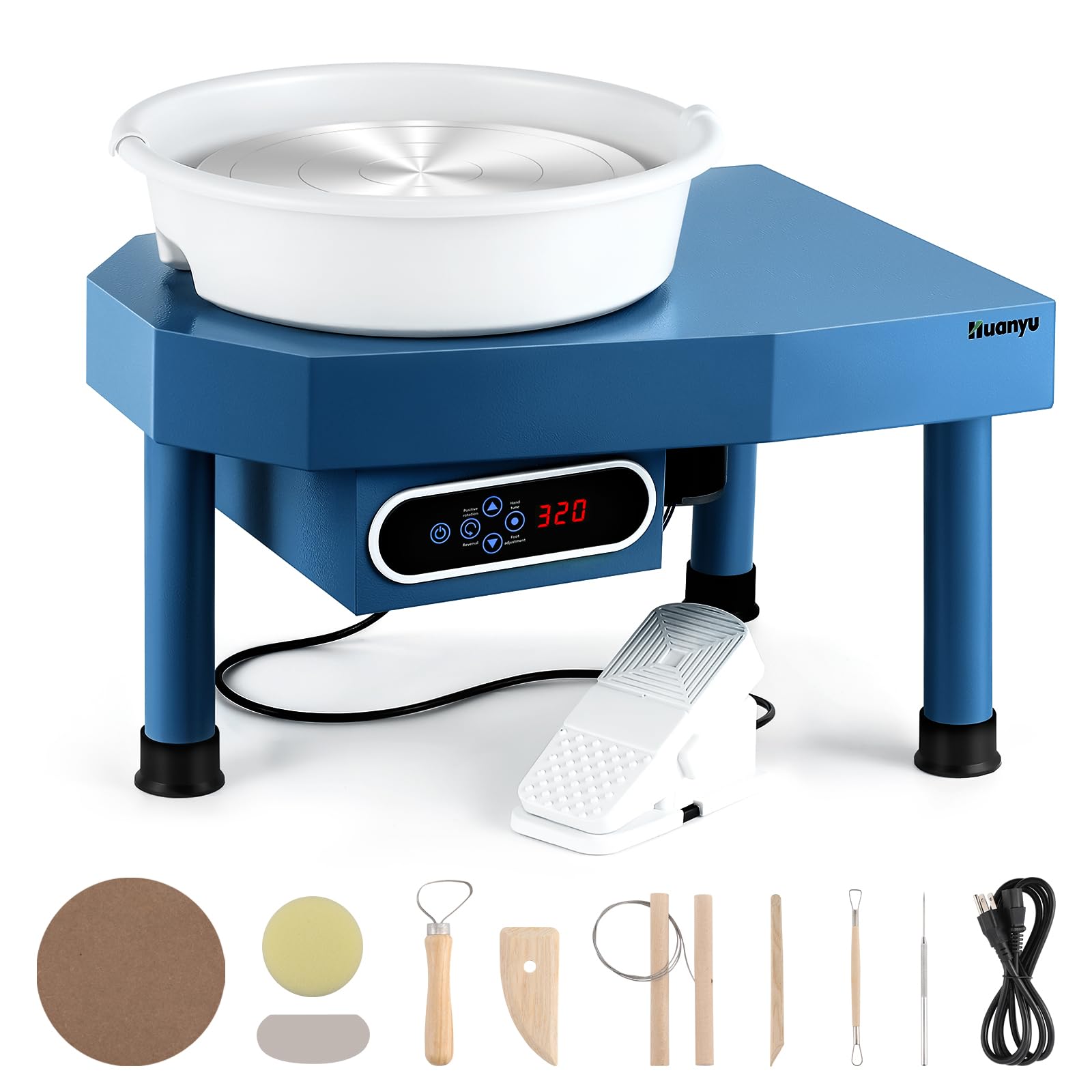 Photo 1 of Huanyu Pottery Wheel Ceramic Machine 30 cm with Foot Pedal & LCD Screen, Electric Pottery Machine with Detachable Basin Art Clay DIY Sculpting Tool Kit