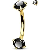 CM Crareesi Mania Belly Button Rings 14G 316L Stainless Steel Belly Ring Double Black CZ Classic Belly Piercing Jewelry for Women Navel Rings