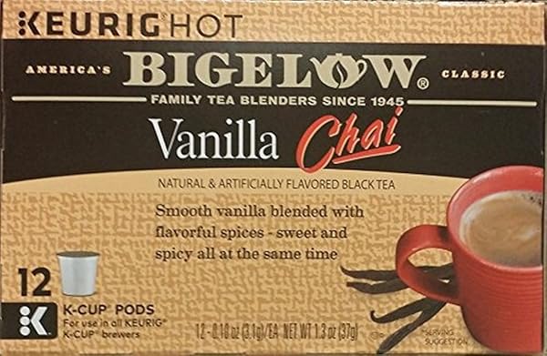 BIGELOW VANILLA CHAI BLACK TEA KEURIG K-CUPS, CAFFEINATED BLACK TEA 12 COUNT BOX