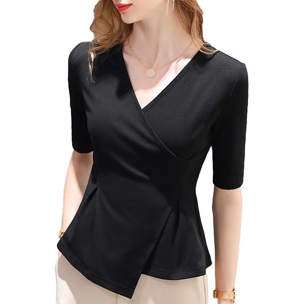 Women's Solid Knot Front Split Hem T-Shirts Casual Chic