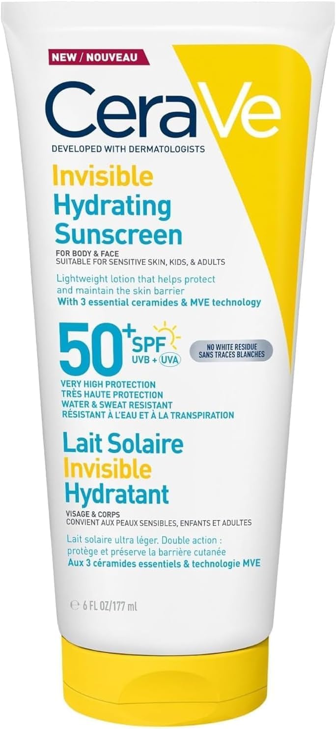 CeraVe Invisible Hydrating Sunscreen SPF 50+ 177ml for Face & Body