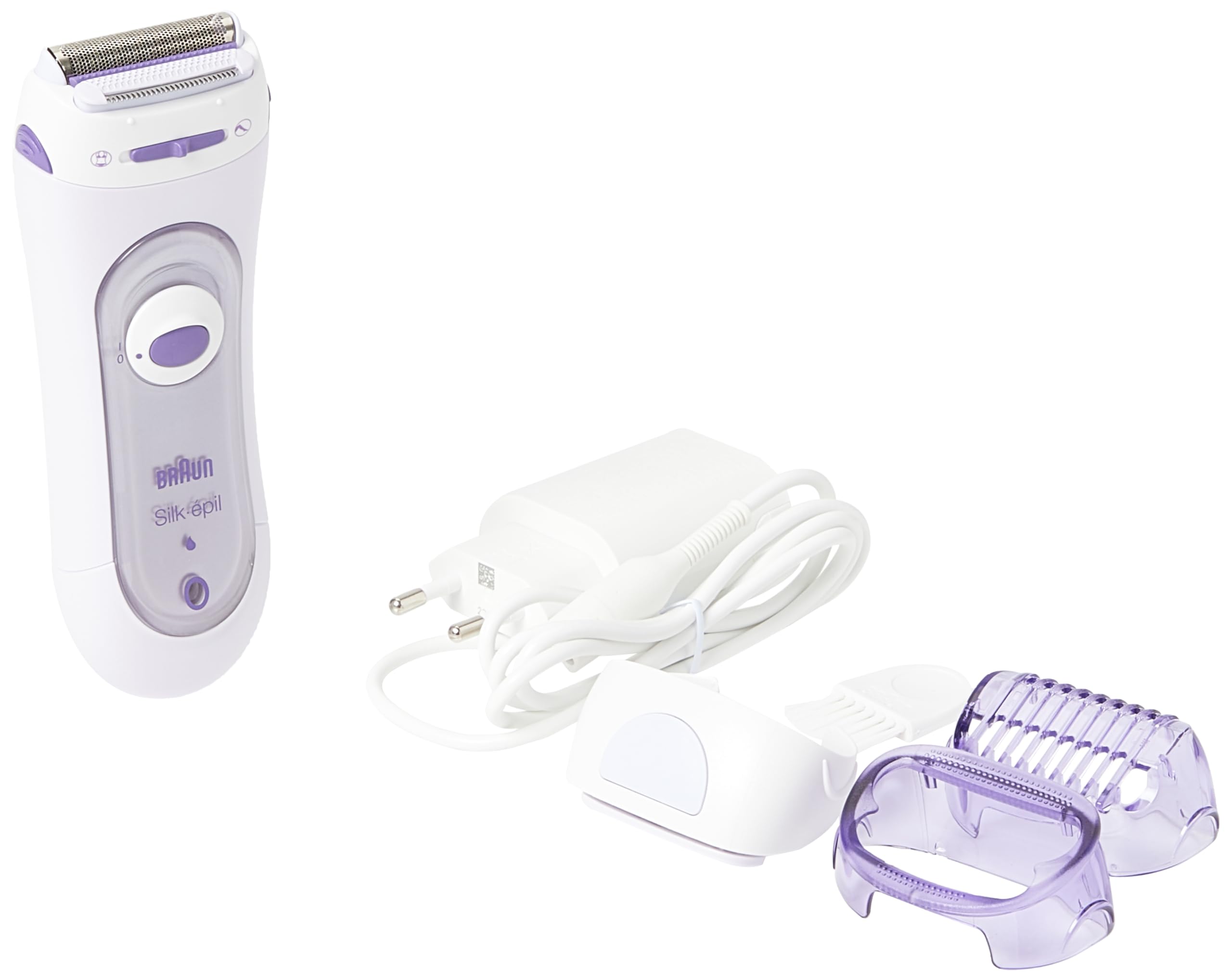 Braun Silk-épil 5 Lady Shaver, 3-in-1 Electric Shaver, Trimmer and Exfoliation System with Trimmer Cap, Wet & Dry, UK 2 Pin Plug, 5-560, Purple