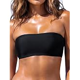 RELLECIGA Bandeau Bikini Top for Women | Strapless,Removable Padding,Criss Cross,Tie Back,Tube Swim Top