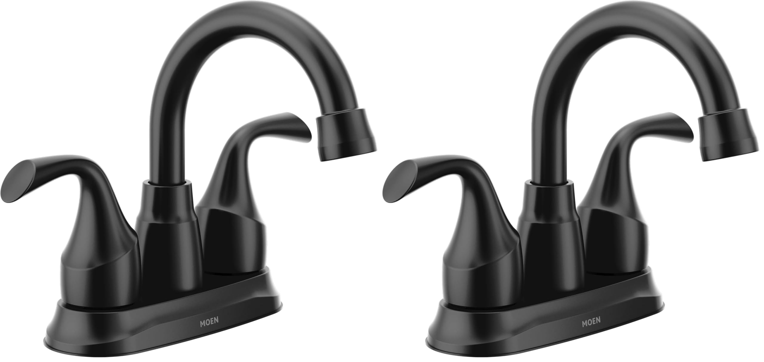 Moen Idora Matte Black Two-Handle Centerset Bathroom Sink Faucet with Drain Assembly, 84115BL (Pack of 2) Image