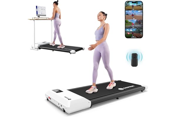 DeerRun Walking Pad 2 in 1 Under Desk Treadmill, 2.5HP Low Noise Walking Pad Running Jogging Machine with Remote Control for Home Office, Lightweight Portable Desk Treadmill Installation Free
