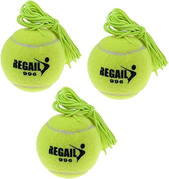 Amazon N A テニスボール コード付き スポーツ 硬式 トレーニング 練習 運動 高弾性 テニストレーナー 3球入り N A 硬式テニストレーナー 練習機