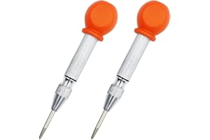 WHLLING 2-Pieces Automatic Center Punch, 5 Inch Adjustable Impact Hole Punch Metal Punch, Spring Loaded Center Punch Tool with Palm Cushion Cap for Wood Metal Leather