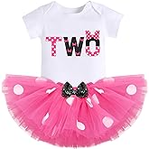 FYMNSI Baby Girls Half 1st 2nd 3rd Birthday Cake Smash Outfit Romper Top Mini Polka Dots Tutu Skirt Mouse Ears Headband Set