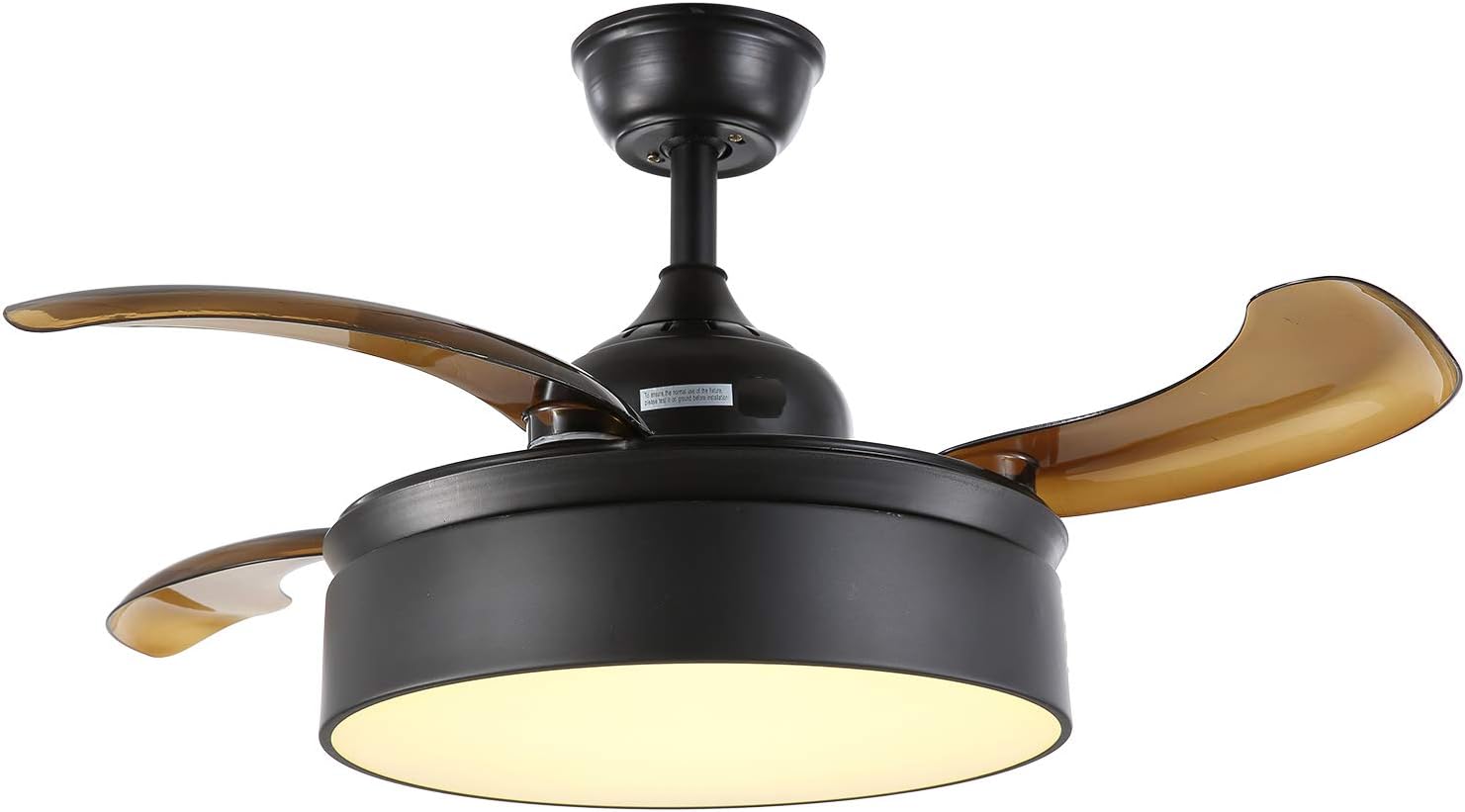 Moooni 36 inch Invisible Fandelier Retractable Ceiling Fans with Lights Indoor Ceiling Fans with Led Lights and Remote Foldable Chandelier Fan for Bedrooms Black