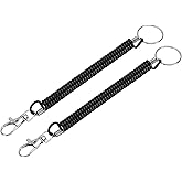 YOKIVE 2 Pack Spiral Retractable Spring Coil Keychain, Anti-lost Key Chain with Lobster Clasp, Great for Keys Wallet Phones Cards (Black, 6.7-Inch)