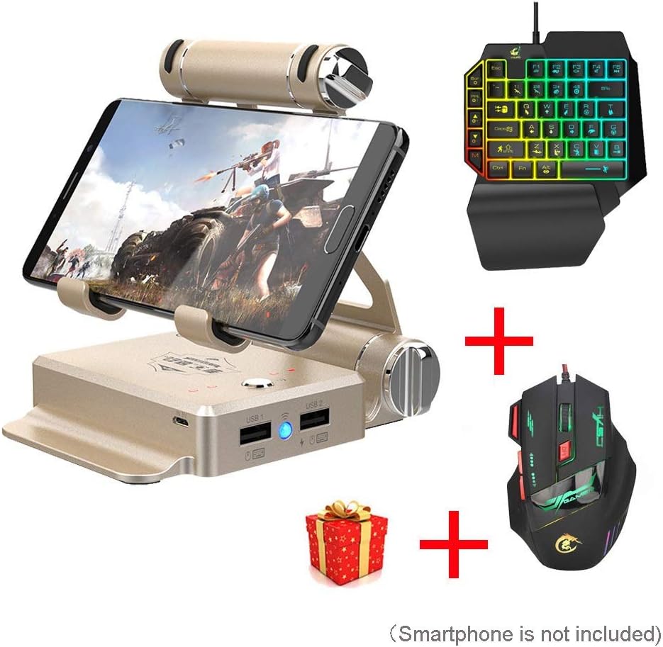 Gaming Keyboard GameSir X1 BattleDock Keyboard-Mouse-Converter Bluetooth Gamepad for FPS Mobile Game Like PUBG COD AOV FreeFire (Color : 3 in 1 Set(Golden))