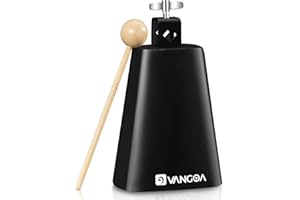 Vangoa 8 inch Metal Steel Cow Bell Noise Maker Cowbell Percussion Instrument with Handle Stick for Drumset Wedding Football Cheering Games