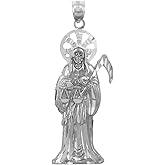 Saint Collection Fine 925 Sterling Silver Santa Muerte Necklace Pendant