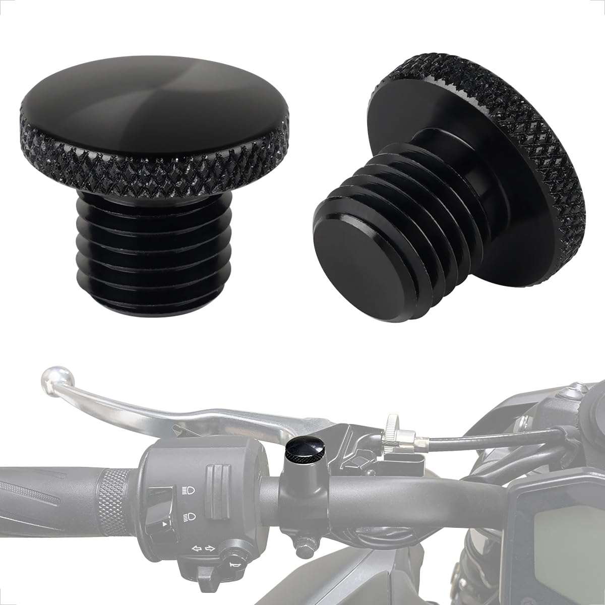 evermotor M10 Blanking Plug 10mm Blind Bolts for Motorbike Mirror Holes CNC Aluminum Plug Caps for Bike Mirrors Clockwise Thread Screws(2 PCS)
