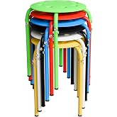 VINGLI 6 Pack Round Plastic Stackable Stools for Home Office, Colorful | Space-saving, Portable Nesting Stool, Multi-purpose Stacking Stools, Indoor Outdoor Decor, Decorative Stool for Home