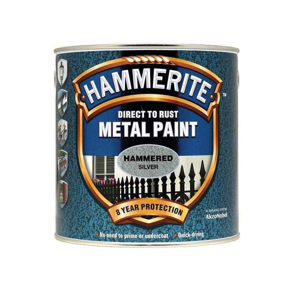 Hammerite HFSG25L Direct to Rust Metal Paint - Hammered Silver Finish 2.5L