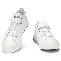 Fefoe Girls White Sneakers Boys Tennis Canvas Shoes