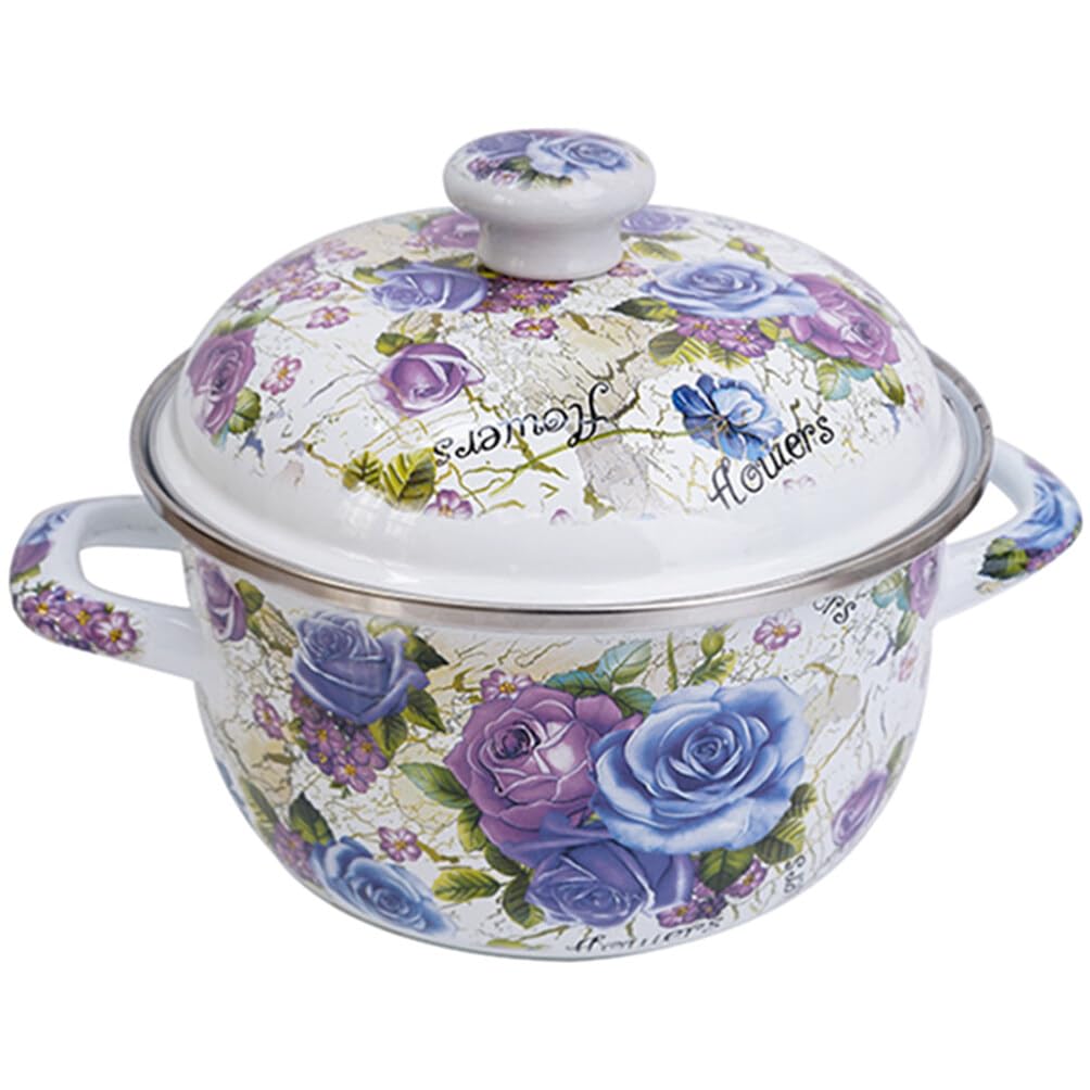 Enamel Pot Ceramic Cookware Ceramic Cooking Pot Sauce Pan with Lid Enamel Noddle Induction Stock Pasta Stock Multi-use Stewing Vintage Stock Delicate Soup Milk
