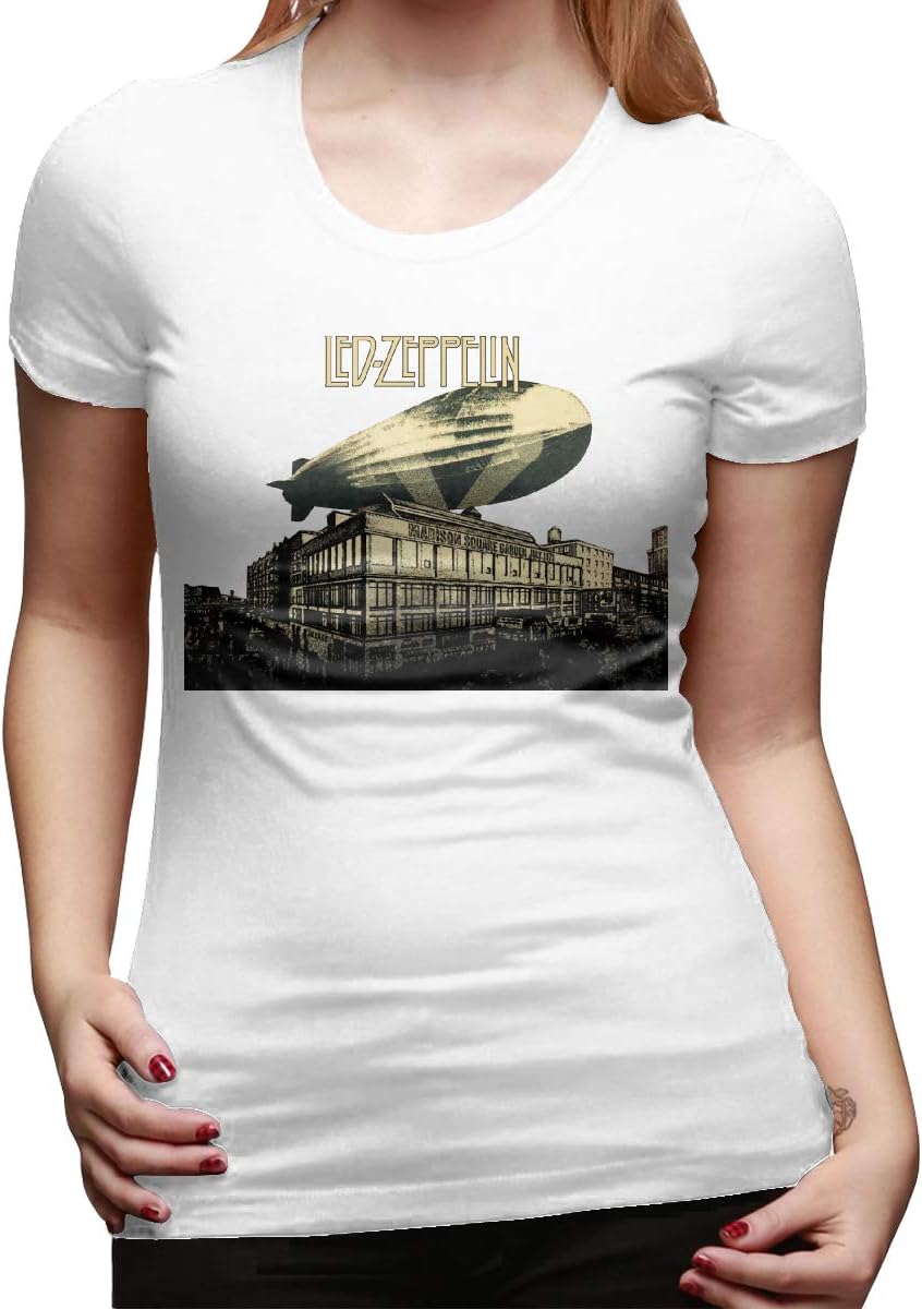 LAURDE Personalized Led Zeppelin Airship O-Neck Funny T Shirt for Female Black