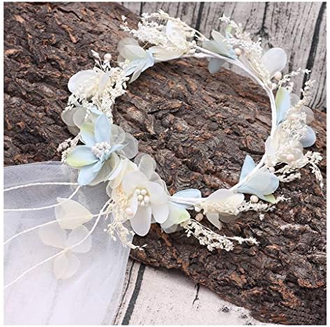Wreath Bridal Flower Garland Veil Wedding Party Vacation Artificial Flower Headdress Decor (Size : 16117cm)