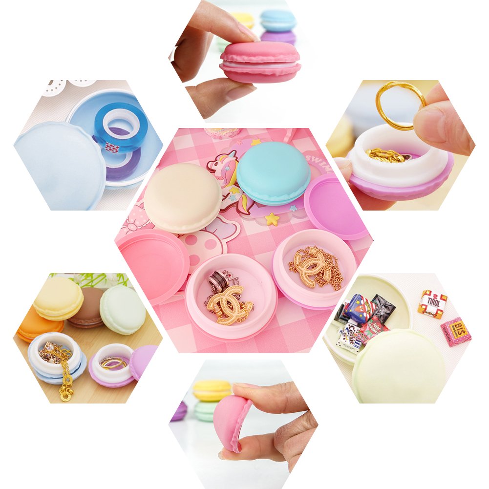 8pcs Macaron Pill Box,Party Favor Macaroon Jewelry Boxes Portable Travel Decorative Storage Boxes Pill Case Container Ring Necklace Earring Jewelry Carrying Case