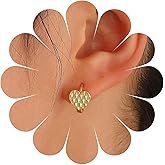 Erimberate Bohemian Heart Stud Earrings Gold Hammered Heart Earrings Tiny Metal Geometric Earring Minimalist Circle Hoop Earring Jewelry for Women