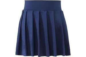 Bezioner Girls Tennis Skirt A-Line Pleated Skirt with Shorts Pocket Skort for Golf Athletic (Navy Blue,13-15 Years)