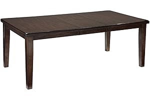 Signature Design by Ashley Haddigan Traditional Rectangular Dining Extension Table, Seats up to 8, Dark Brown