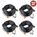 HISVISION 4 Pack 150ft/45m Video Power All-in-One BNC Security Camera Extension Cable Wire for CCTV DVR CCD Security Cameras Surveillance System with BNC to RCA Adaptor
