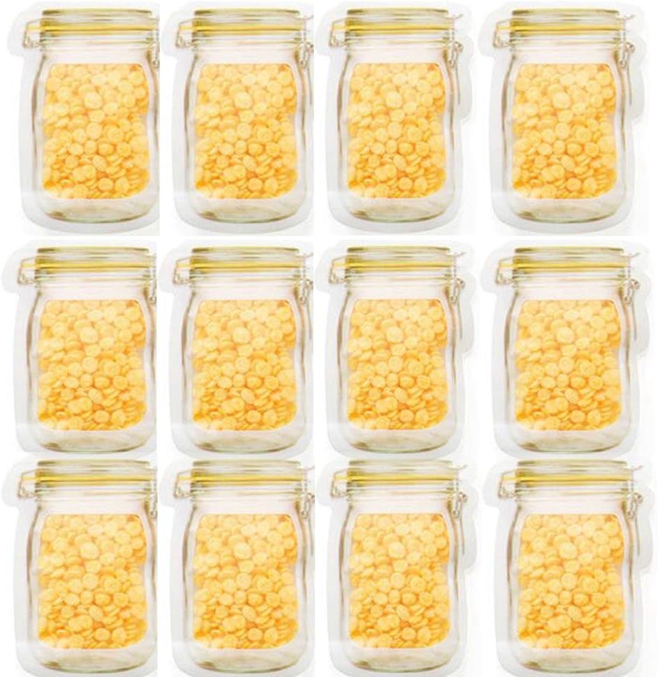 Mason Bag Jar Zipper Bags Food Storage Snack Sandwich Ziplock Bags Reusable Airtight Seal Food Storage Bags Leakproof Food Saver Bags (12 x Small)