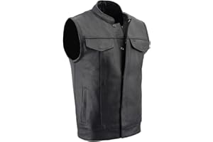 Milwaukee Leather Men's Open Neck Snap/Zip Front Club Style Vest with External Gun Pocket