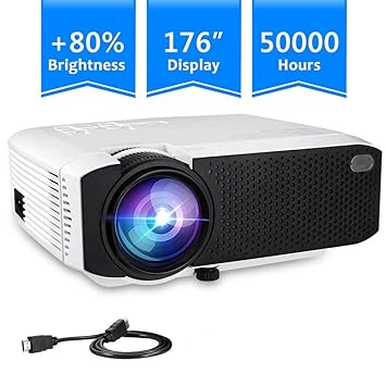 Amazon.com: Mini proyector portátil de vídeo, 2400 lúmenes ...