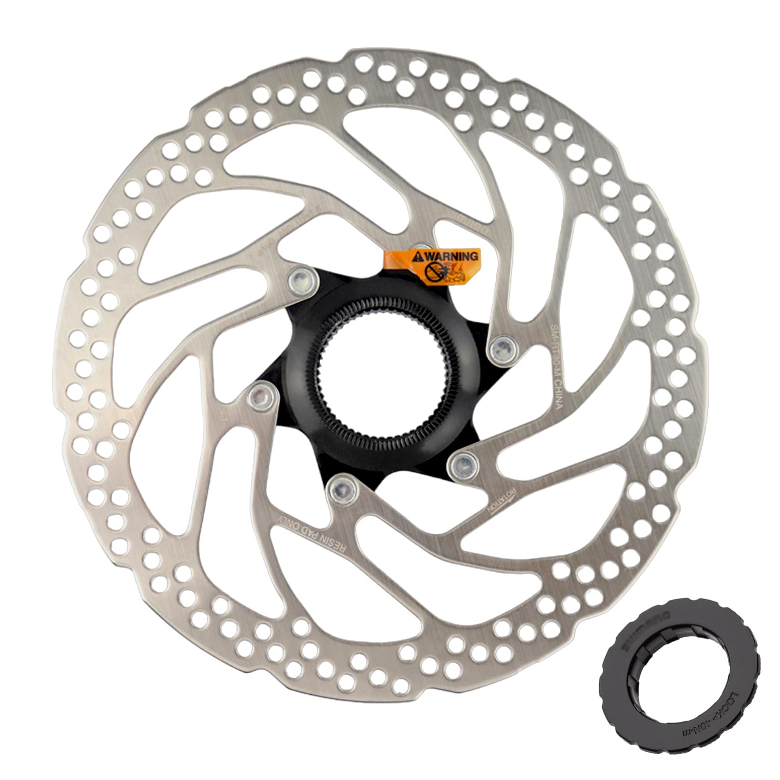 Yongness Bike Central Lock Brake Disc Rotor 160mm Compatible with Shimano SM-RT30 Disc Brake Disc with Lock Cover, Suitable for Road Bike MTB BMX Bike