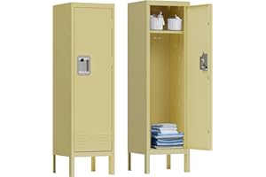 Campfun Metal Locker Steel Storage Cabinet, Employee Lockers 54" Tall Office Locker, Garage Metal Storage Cabinet Lockable Storage Cabinet, Living Room Cabinet Storage for Home (Yellow)