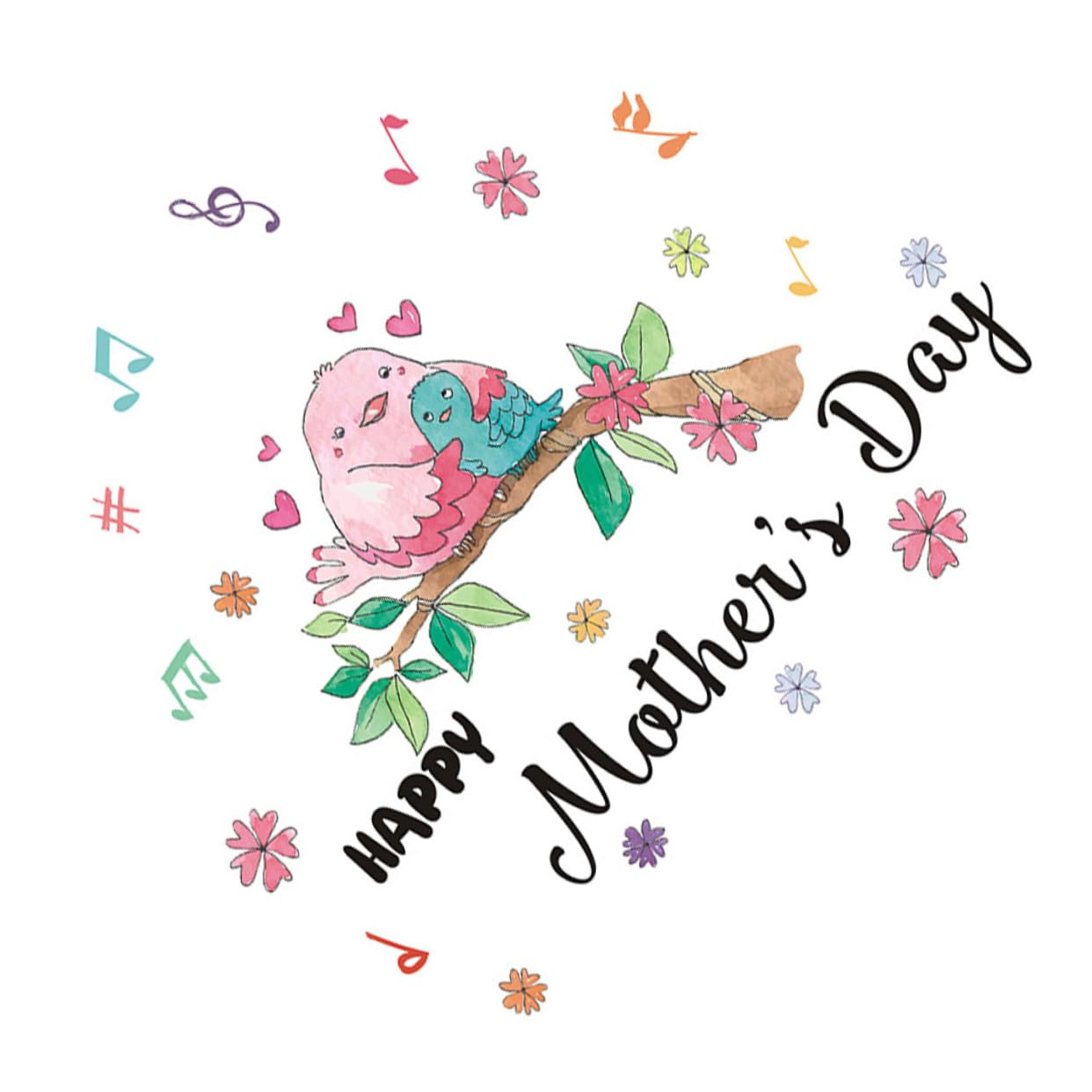 Mother Day Window Stickers Lovely Birds Wall Decal PVC Window Decoration Family Wall Art Mother Day Celebration Decor