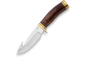 Buck Knives 191 Buck Zipper Hunting Knife, 4-1/4" Fixed Blade, Wooden Handle, 420HC Stainless Steel Drop Point Guthook Blade, Sheath Included, Knife Made in the USA, 6.3 oz
