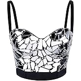 atokiss Women's Sexy Sequin Diamond Bustier Crop Top Push up Club Party Corset Bra Vest