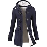 VOGRYE Womens Winter Fashion Outdoor Warm Wool Blended Classic Pea Coat Jacket (7 Days delivery or Refund) (XL, Navy-Thicker)